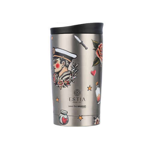 Εικόνα για Θερμός Travel Mug Save the Aegean 350ml Old School Ink - Οικολογικό & Στεγανό Estia 01-31916