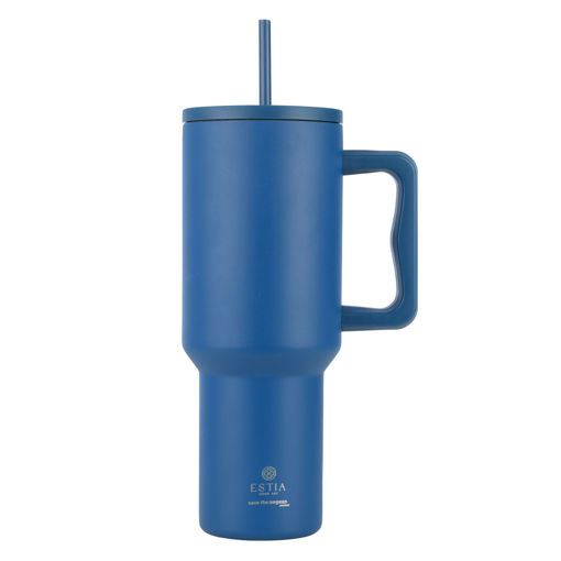 Εικόνα για Θερμός Straw Tumbler XL Save The Aegean 1200ml Denim Blue - Ανοξείδωτο με Καλαμάκι Estia 01-32234