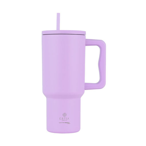 Εικόνα για Θερμός Straw Tumbler XL Save The Aegean 900ml Lavender Purple - Ανοξείδωτο με Καλαμάκι Estia