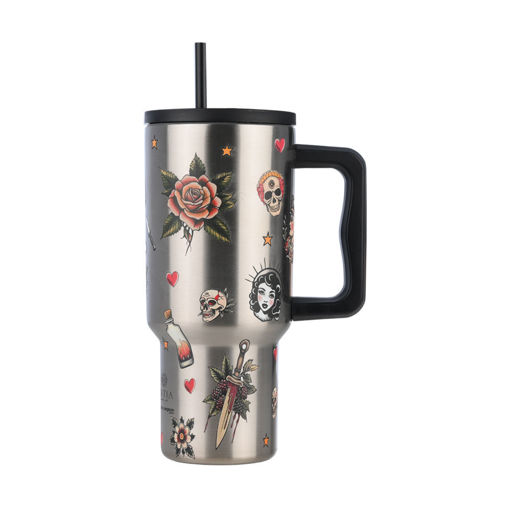 Εικόνα για Θερμός Straw Tumbler XL Save The Aegean 900ml Ανοξείδωτο Ατσάλι με Καλαμάκι Old School Ink - Estia 01-32050