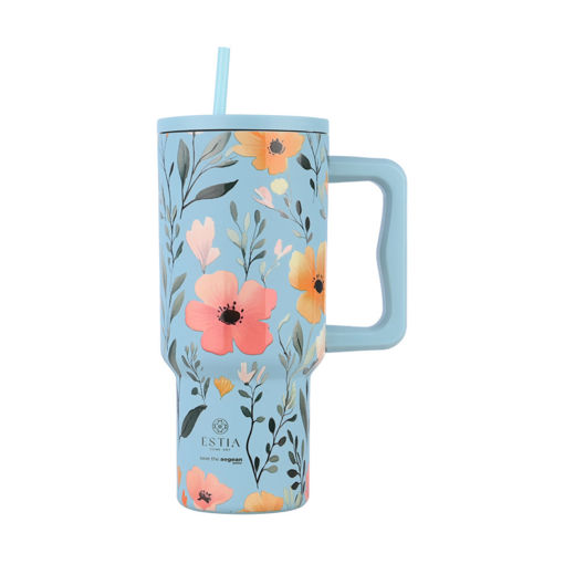 Εικόνα για Θερμός Straw Tumbler XL Save The Aegean 900ml Sky Garden - Ανοξείδωτο με Καλαμάκι Estia 01-32036