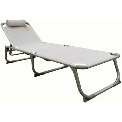 Εικόνα για Ξαπλώστρα Παραλίας Summer Club Εκρού Αλουμινίου με Μαξιλάρι - Textilene 188x58x30cm Πτυσσόμενη 19365