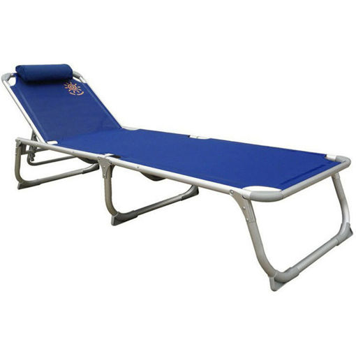 Εικόνα για Ξαπλώστρα Παραλίας Summer Club Μπλε Αλουμινίου με Μαξιλάρι - Textilene 188x58x30cm Πτυσσόμενη 19365