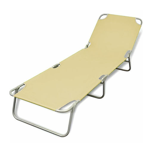 Εικόνα για Ξαπλώστρα Παραλίας Unigreen Εκρού Ρυθμιζόμενη - 600D Oxford 190x60cm Πτυσσόμενη 19328