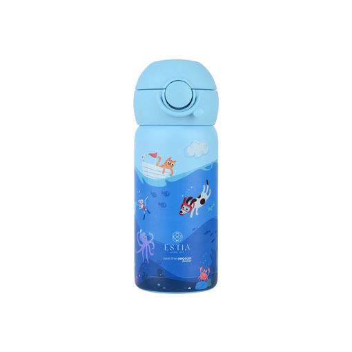 Εικόνα για Θερμός Παιδικό Wonder Bottle Save The Aegean 350ml - Compact Size με Καλαμάκι Σιλικόνης Ocean Play Estia 01-33040