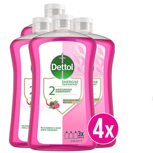 Εικόνα για Dettol Πακέτο 4 Ανταλλακτικά Κρεμοσάπουνο Wild Berry 750ml - Οικονομική Συσκευασία Υγρού Σαπουνιού Χεριών
