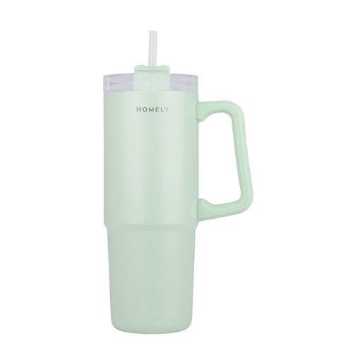 Εικόνα για Θερμός Straw Tumbler Homely 900ml SEAFOAM - Ανοξείδωτος με Καλαμάκι & Λαβή 12h Κρύο Estia 01-34559