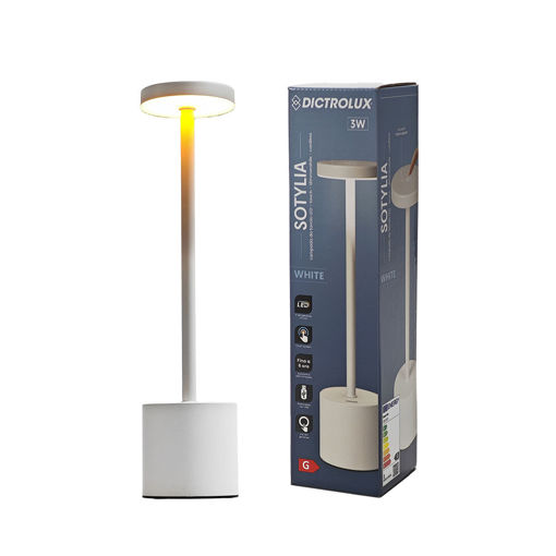 Εικόνα για Επαναφορτιζόμενο LED Επιτραπέζιο Φωτιστικό Λευκό με Dimming & Touch Control DICTRO LUX 794951