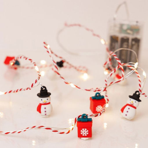 Εικόνα για Χριστουγεννιάτικη Σειρά LED 20 Mini Λαμπάκια με Χιονάνθρωπο & Δώρο - Μπαταρία & Timer 600-03066