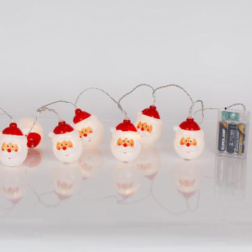 Εικόνα για Χριστουγεννιάτικη Σειρά LED 10 Λαμπάκια με Πρόσωπα Άγιου Βασίλη - Μπαταρία & Timer 600-03071