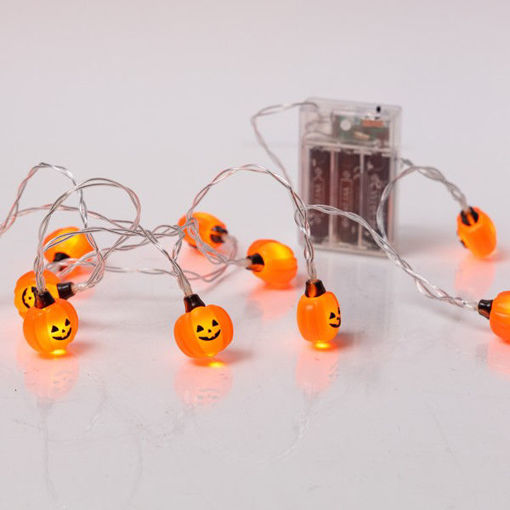 Εικόνα για Σειρά 10 LED Κολοκύθες Halloween Σχέδιο - Μπαταρίας 135cm Χρονοδιακόπτης Διάφανο Καλώδιο 600-03074