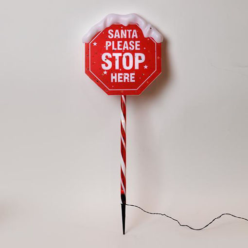 Εικόνα για Πλαστική Πινακίδα Άγιος Βασίλης STOP 81cm με Ηλιακό Συλλέκτη Eurolamp 600-04650