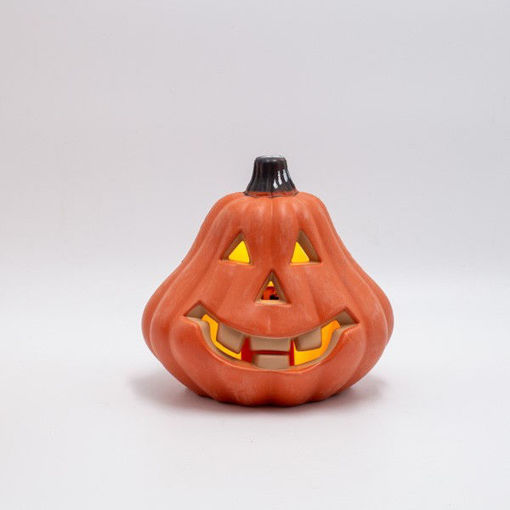 Εικόνα για Φωτιζόμενη Πορτοκαλί Κολοκύθα Halloween  Led Με Μπαταρία - 16x14x15cm 600-47658