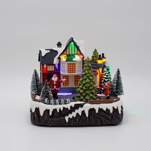 Εικόνα για Χριστουγεννιάτικη Πλατεία με Άγιο Βασίλη και Φωτιζόμενο Δέντρο - Μουσική και Κίνηση LED 20x15x17cm Eurolamp Magic Christmas 600-47933