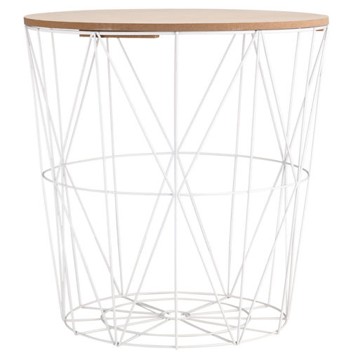 Εικόνα για Βοηθητικό Τραπεζάκι Homely με Αποθηκευτικό Χώρο - Λευκό 40x40cm Estia 03-35662