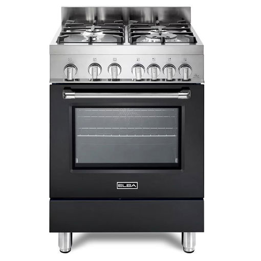 Εικόνα για Κουζίνα Αερίου ELBA EBX 664 FGL Μαύρη με Αερόθερμο Φούρνο - 4 Εστίες & Wok Burner