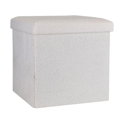 Εικόνα για Σκαμπό Cube Teddy με Αποθηκευτικό Χώρο - Λευκό 38x38x38cm Estia 03-35921