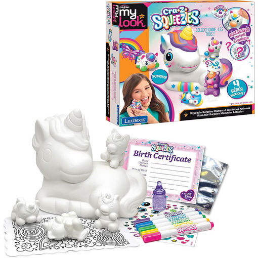 Εικόνα για Cra-Z-Art Squeezie Surprise - Μονόκερος Μαμά με 4 Μωρά, Μαρκαδόρους & Αρωματικά Αξεσουάρ Lexibook CRSS6
