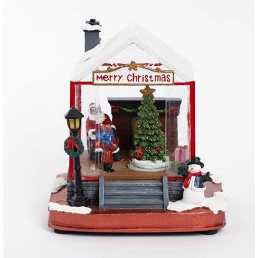 Εικόνα για Χριστουγεννιάτικο Σπιτάκι με Άγιο Βασίλη και Τζάκι LED - Διακοσμητικό με Κίνηση και Πολύχρωμο Φωτισμό Eurolamp Magic Christmas 600-47712