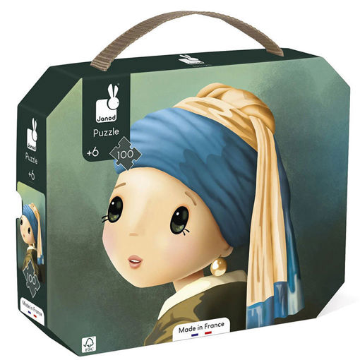 Εικόνα για Παζλ 100 Τεμαχίων Εμπνευσμένο από τον Vermeer - "Το Κορίτσι με το Μαργαριτάρι" 6+ Janod J02551