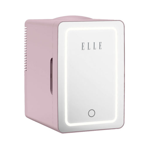 Εικόνα για ELLE HOME Mini Cooler 6L με Καθρέφτη LED - Ψυγείο Καλλυντικών 56W Ροζ
