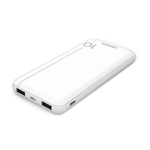 Εικόνα για Power Bank Philips DLP1810CW 10.000mAh - 3 Θύρες Φόρτισης USB-A & USB-C, Slim Design