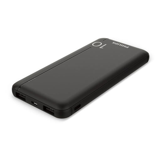 Εικόνα για Power Bank Philips DLP1810CB 10.000mAh - 3 Θύρες Φόρτισης USB-A & USB-C, Slim Design