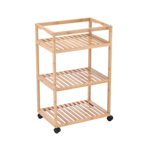 Εικόνα για Τρόλεϊ Αποθήκευσης Bamboo Estia με 3 Ράφια και Ρόδες - Bamboo Essentials, 47x33x76cm Estia 02-37871