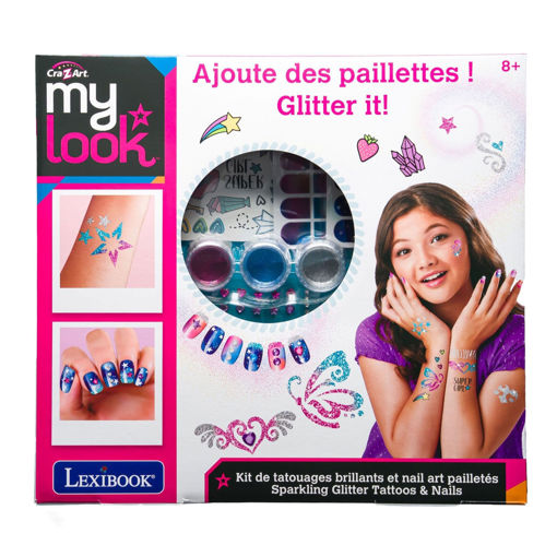 Εικόνα για My Look Sparkling Glitter Tattoo & Nails – Nail Art & Προσωρινά Τατουάζ με Glitter | Lexibook CRSS16