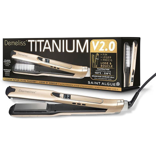 Εικόνα για DEMELISS Titanium V2.0 – Ψηφιακή Πρέσα Μαλλιών 2-σε-1 με Ατμό, Πλάκες Τιτανίου & Αποσπώμενη Χτένα 230°C