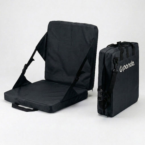 Εικόνα για Αναδιπλούμενο Κάθισμα COMFORT PANDA 19416 με Ιμάντες | 38x38cm | Στάδιο, Θέατρο & Camping Μαύρο