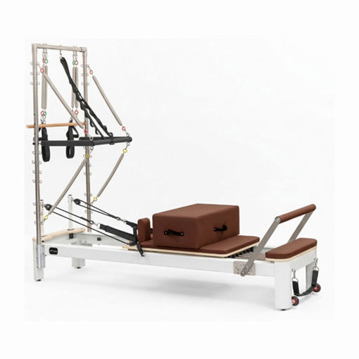 Εικόνα για Viking Aluminum Tower Reformer – Επαγγελματικό Κρεβάτι Pilates με Πύργο | Brown Leather