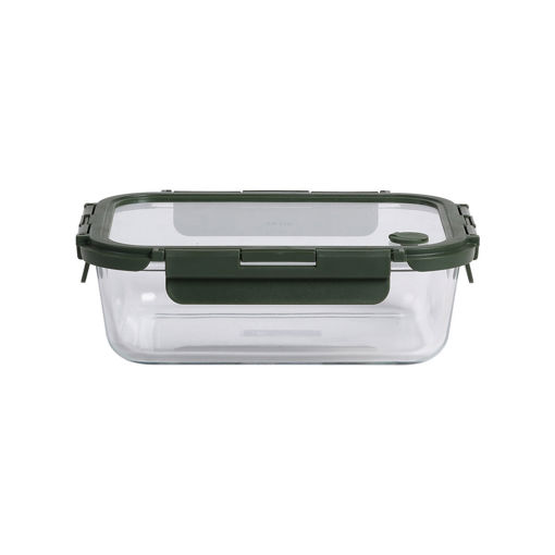 Εικόνα για Φαγητοδοχείο Click & Seal 1510ml Olive – Γυάλινο Αεροστεγές, 22.1×16.5×6.6cm - 01-39677