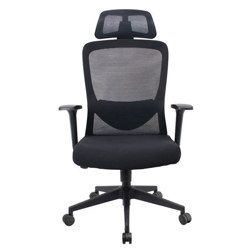 Εικόνα για Καρέκλα Γραφείου POWERTECH PT-1390 με Mesh Πλάτη, Προσκέφαλο & Ανάκλιση – Μαύρη