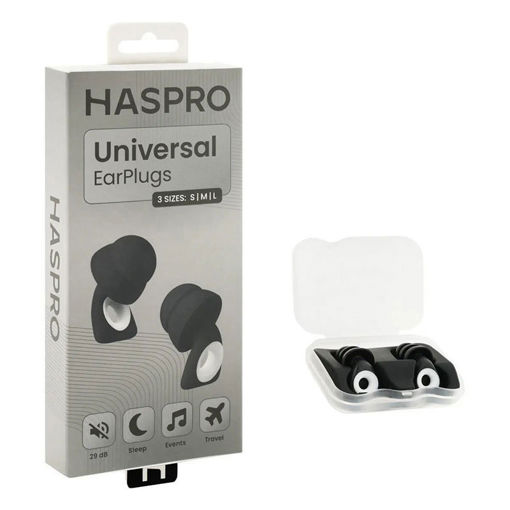 Εικόνα για Ωτοασπίδες Haspro Universal Earplugs – Σιλικόνη Επαναχρησιμοποιήσιμες SNR 29dB – Μαύρες