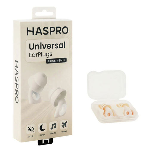 Εικόνα για Ωτοασπίδες Haspro Universal Earplugs – Σιλικόνη Επαναχρησιμοποιήσιμες SNR 29dB – Μπεζ