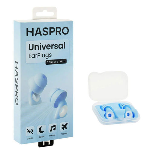 Εικόνα για Ωτοασπίδες Haspro Universal Earplugs – Σιλικόνη Επαναχρησιμοποιήσιμες SNR 29dB – Μπλε