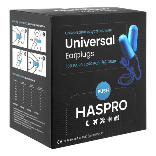 Εικόνα για Haspro BOX100C Ωτοασπίδες Αφρού Μίας Χρήσης με Κορδόνι SNR 38dB – 100 Ζευγάρια