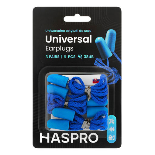 Εικόνα για Haspro 3PC Ωτοασπίδες Αφρού Μίας Χρήσης με Κορδόνι SNR 38dB – 3 Ζευγάρια (On-the-Go)