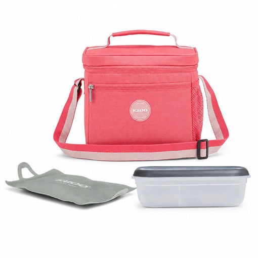 Εικόνα για Igloo Square Lunch 9 Can Bundle – Ισοθερμική Τσάντα Φαγητού με Φαγητοδοχείο & Παγοκύστη (Pink)
