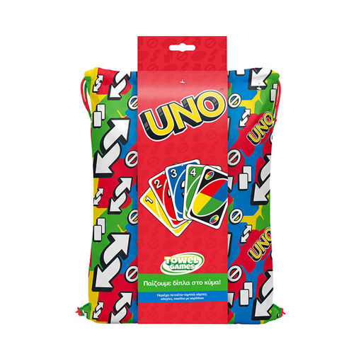 Εικόνα για UNO Towel Games – Πετσέτα Παραλίας & Επιτραπέζιο 2-σε-1 με 75 Κάρτες & Σακίδιο (7+ ετών)
