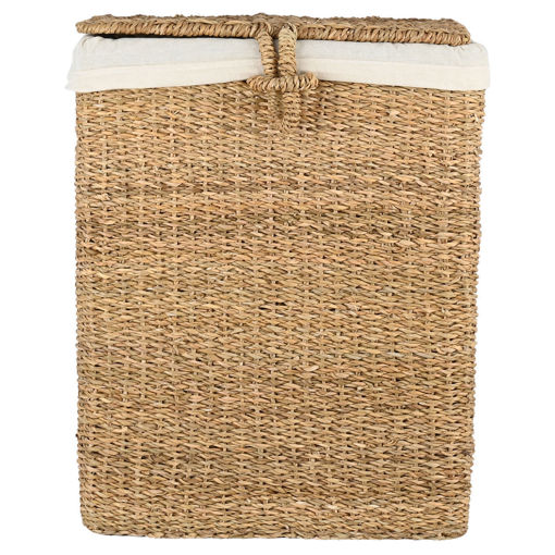 Εικόνα για Καλάθι Απλύτων Ορθογώνιο 46x31x55 cm με Καπάκι & Αποσπώμενη Επένδυση Nerina (Φυσική Ψάθα) 02-41656