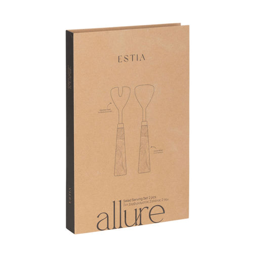Εικόνα για Σετ Σερβιρίσματος Σαλάτας Estia Allure 2 Τεμ. με Τριγωνική Κεφαλή – Ανοξείδωτο & Ξύλο Ακακίας