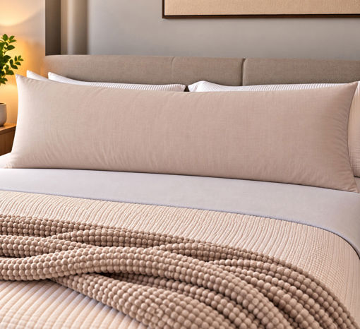Εικόνα για Μαξιλαροθήκη Body Pillow Βαμβακερή 50x160cm με Φερμουάρ Powder Μπεζ
